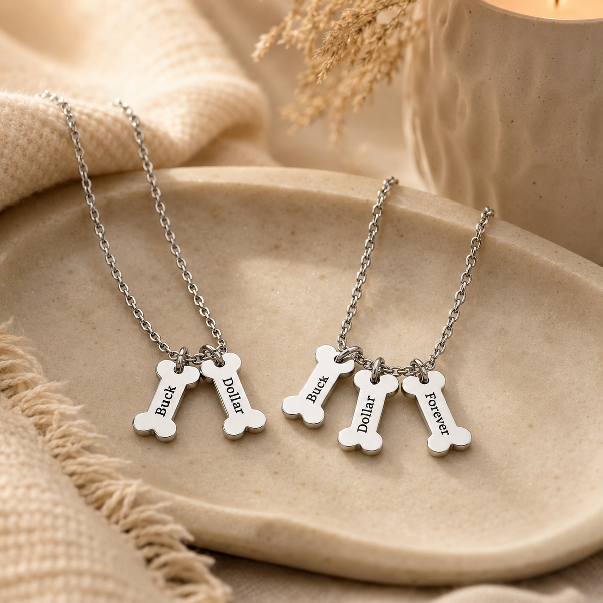 Custom Engraved Bone Charm Necklace for Dog Lovers
