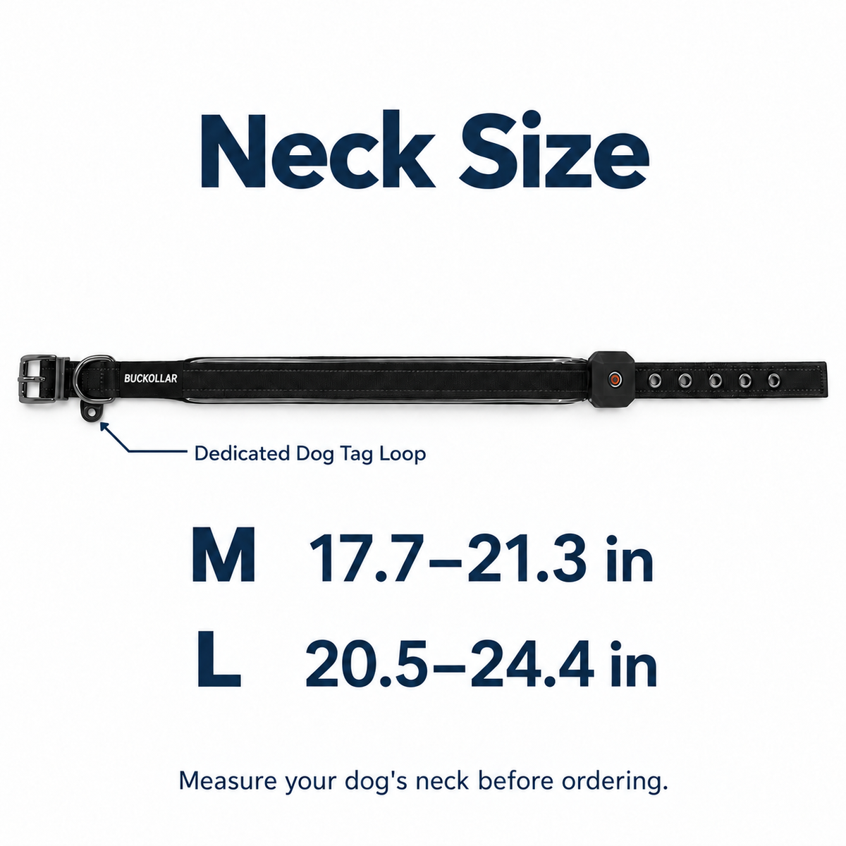 BUCKOLLAR Rechargeable LED Dog Collar with Mesh Organizer