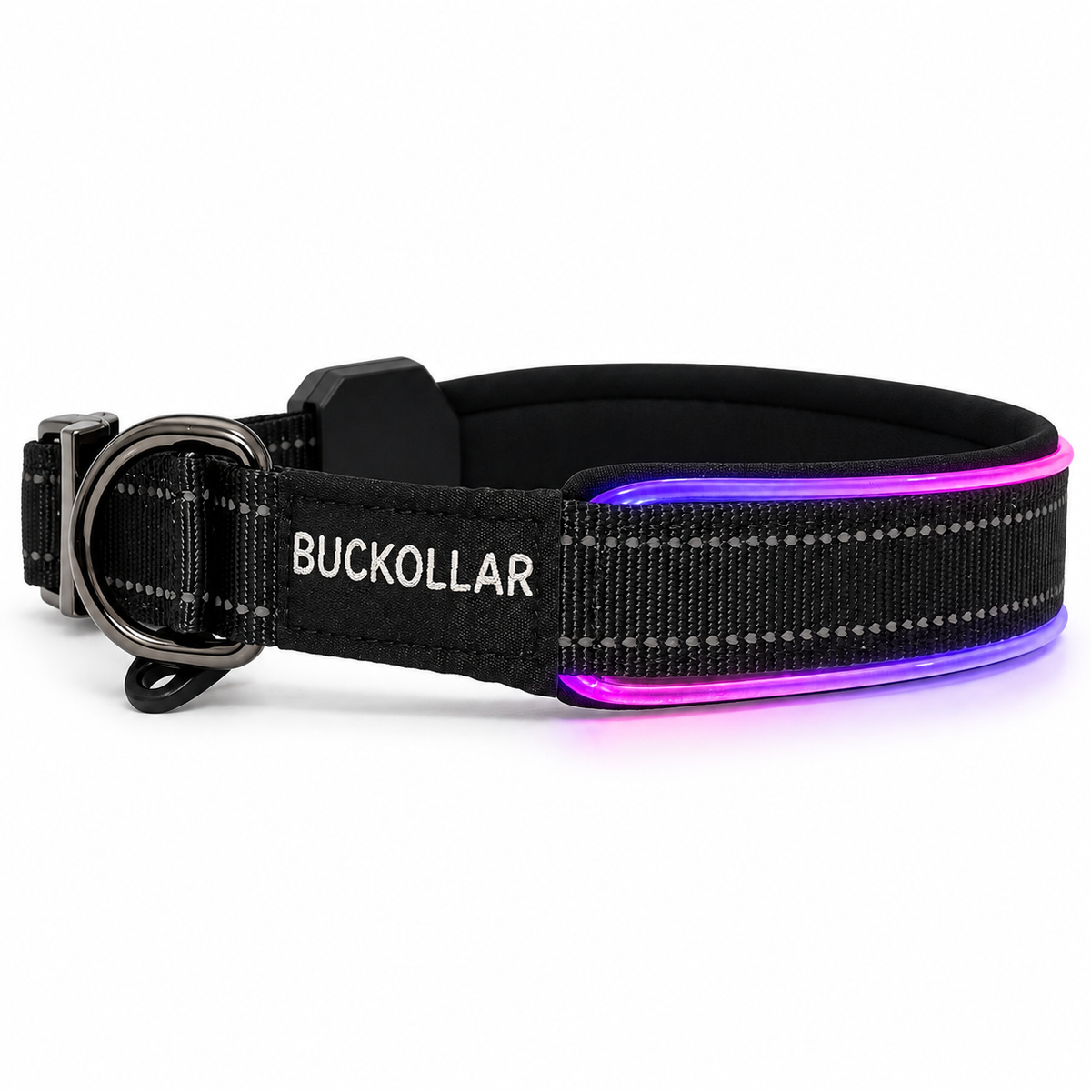 BUCKOLLAR Rechargeable LED Dog Collar with Mesh Organizer