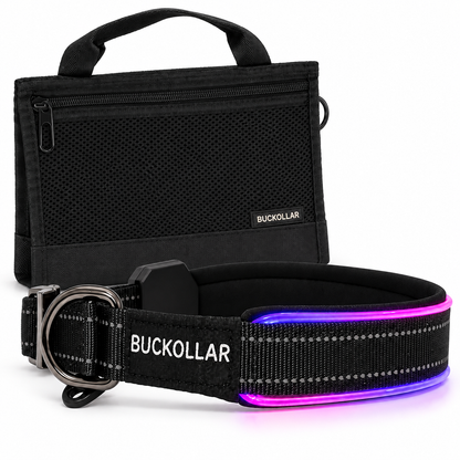 BUCKOLLAR Rechargeable LED Dog Collar with Mesh Organizer