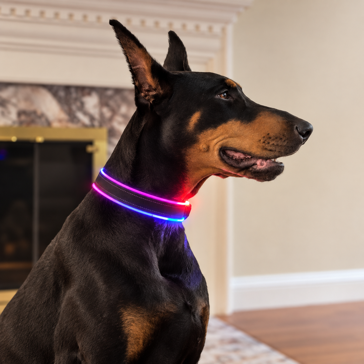 BUCKOLLAR Rechargeable LED Dog Collar with Mesh Organizer