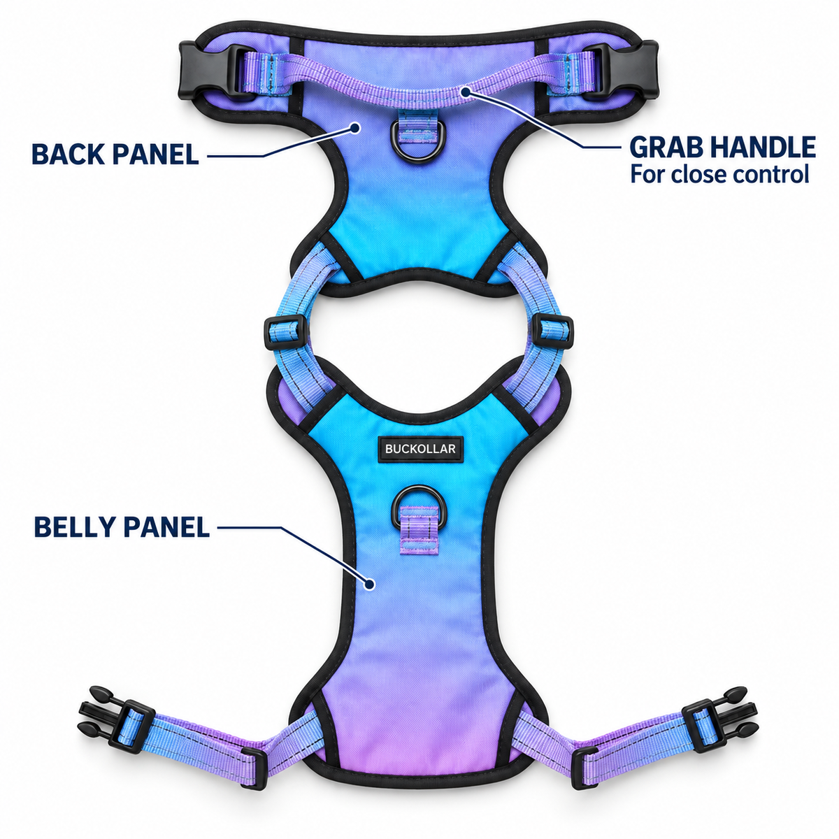 BUCKOLLAR Everyday Dog Harness — Pink & Lilac Gradient